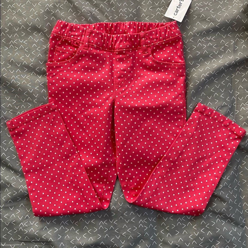 5/$25 NWOT | Pink and White Polka Dot Skinny Pant | Carters